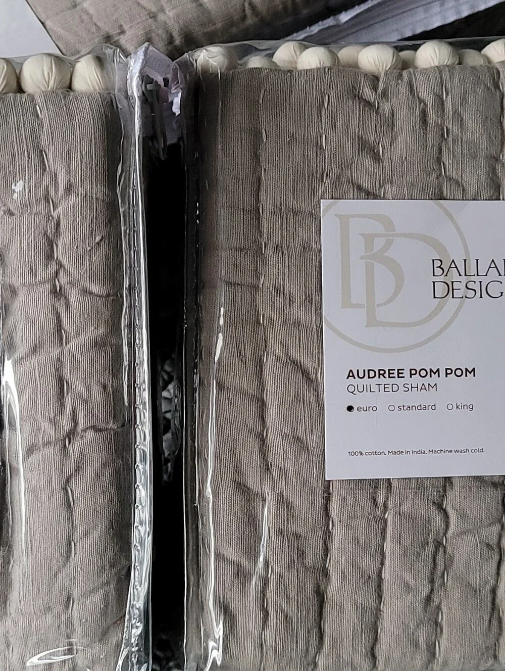 NWT Ballard Designs Audree Pom Pom Quilt King Bedding Set, Quilt+Two Euro Shams